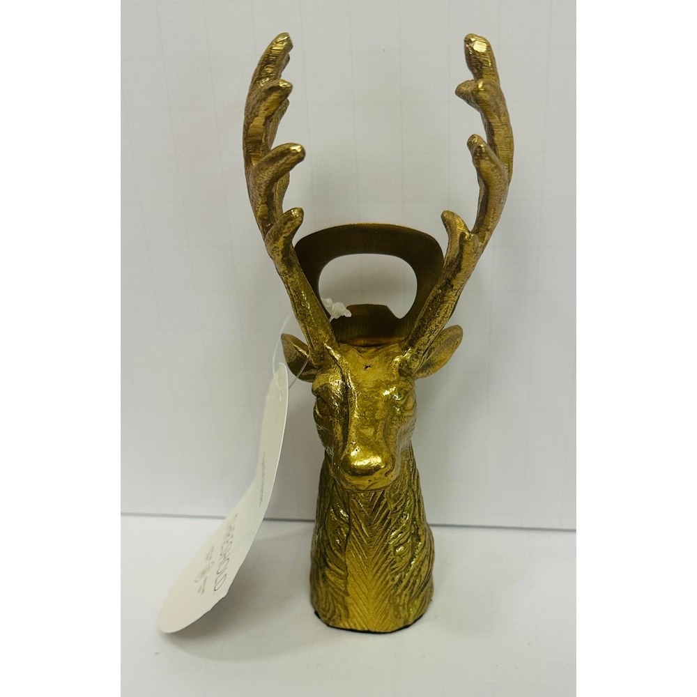 Threshold Gold Reindeer Head Bottle Opener Barware 6" Kitchen Tool New With Tag